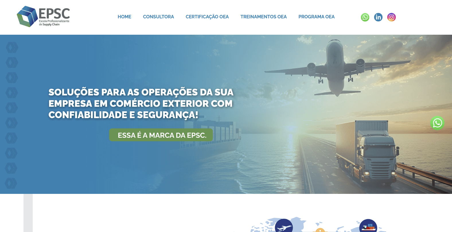Print da tela inicial do site epsc