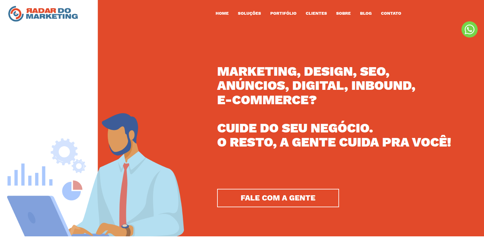 Print da tela inicial do site da radar do marketing
